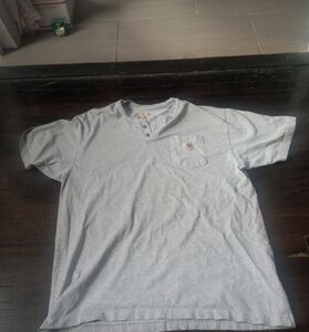 Carhartt Mens Shirt Gray Color Size XL Pocket Regular Fit 3 Button Outdoor